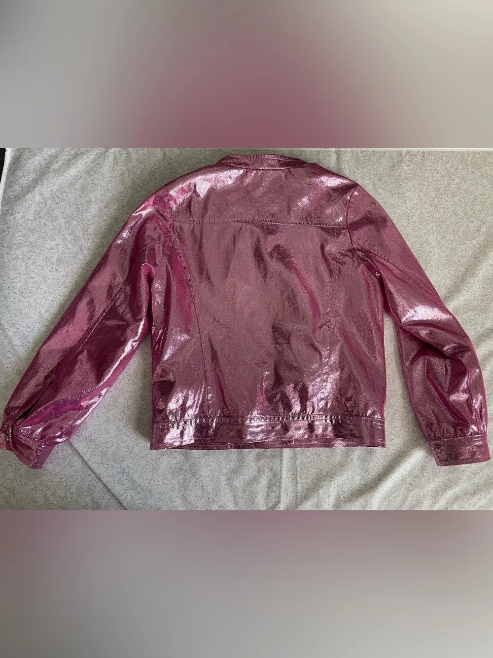Disney Descendants D-Signed Future Queen Pink Foil Moto Jacket Girls M Sparkly
